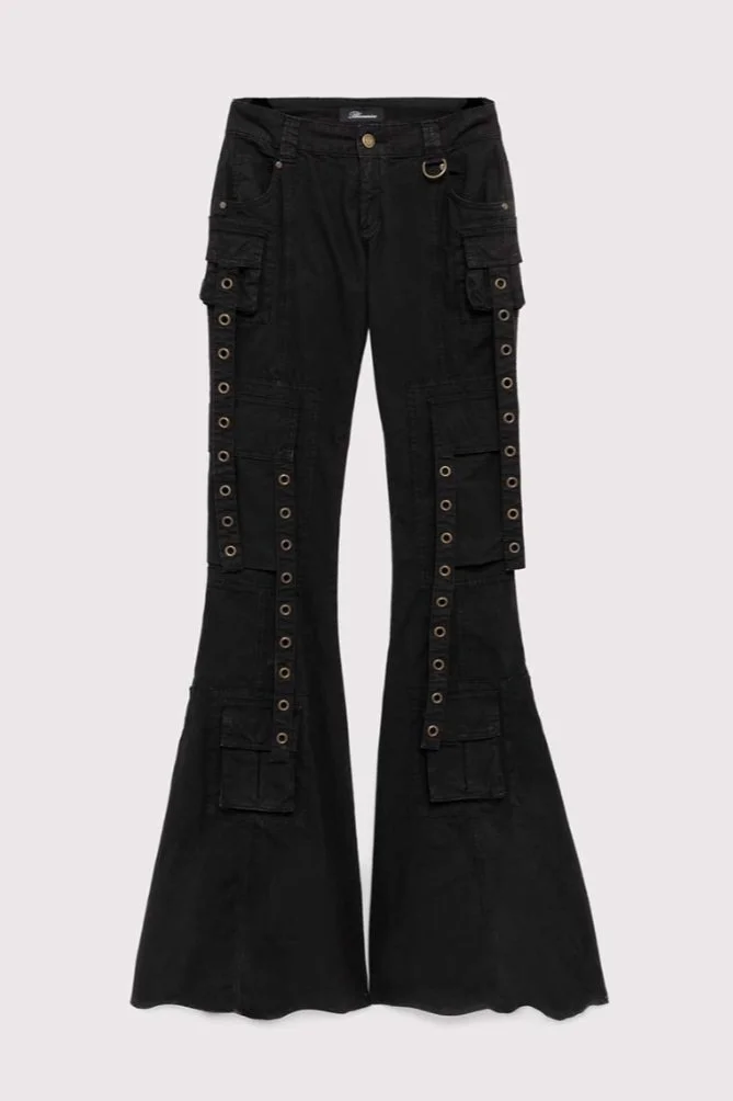 Blumarine Black Flared Cargo Pants — SLOW WAVES